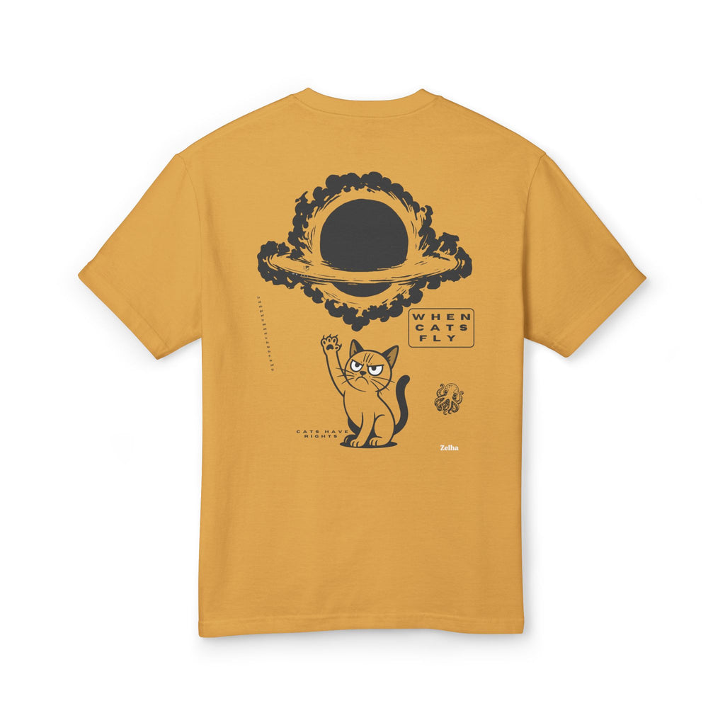 Cotton Tee Black Hole Cat Retro Vintage