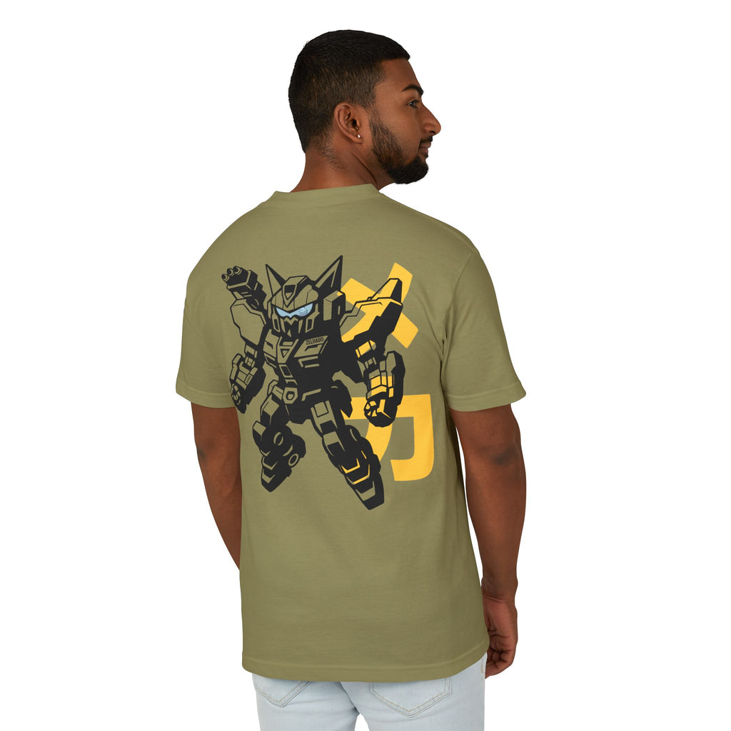 Cat Mech Graphic Tee — Retro Mecha-Style Back Print & Chest Logo