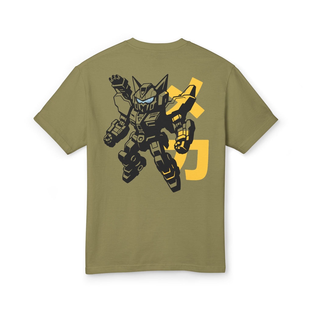 Cat Mech Graphic Tee — Retro Mecha-Style Back Print & Chest Logo