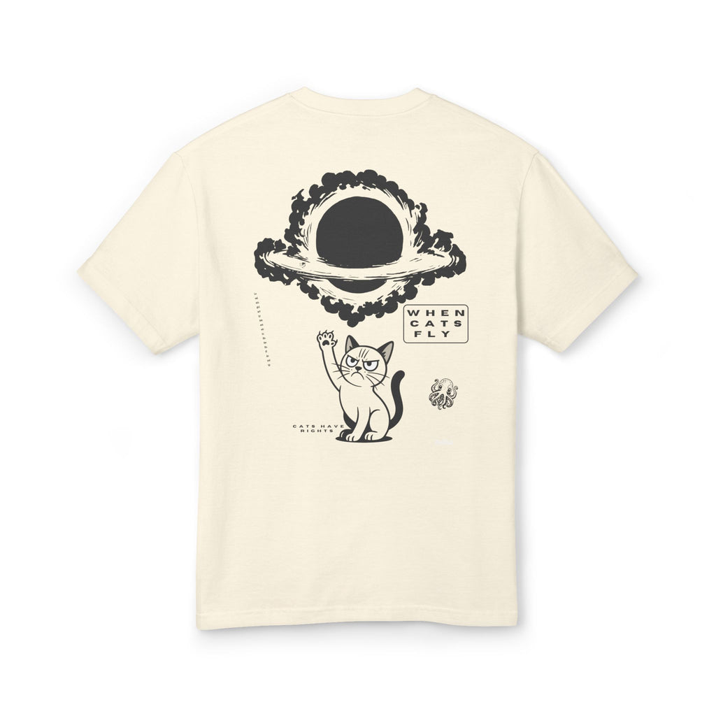 Cotton Tee Black Hole Cat Retro Vintage