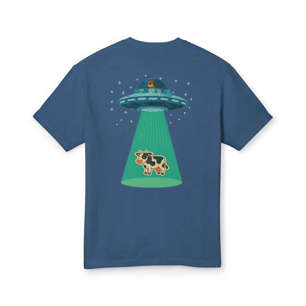Cat UFO Cow Abduction Tee — Retro Graphic Cotton T-Shirt