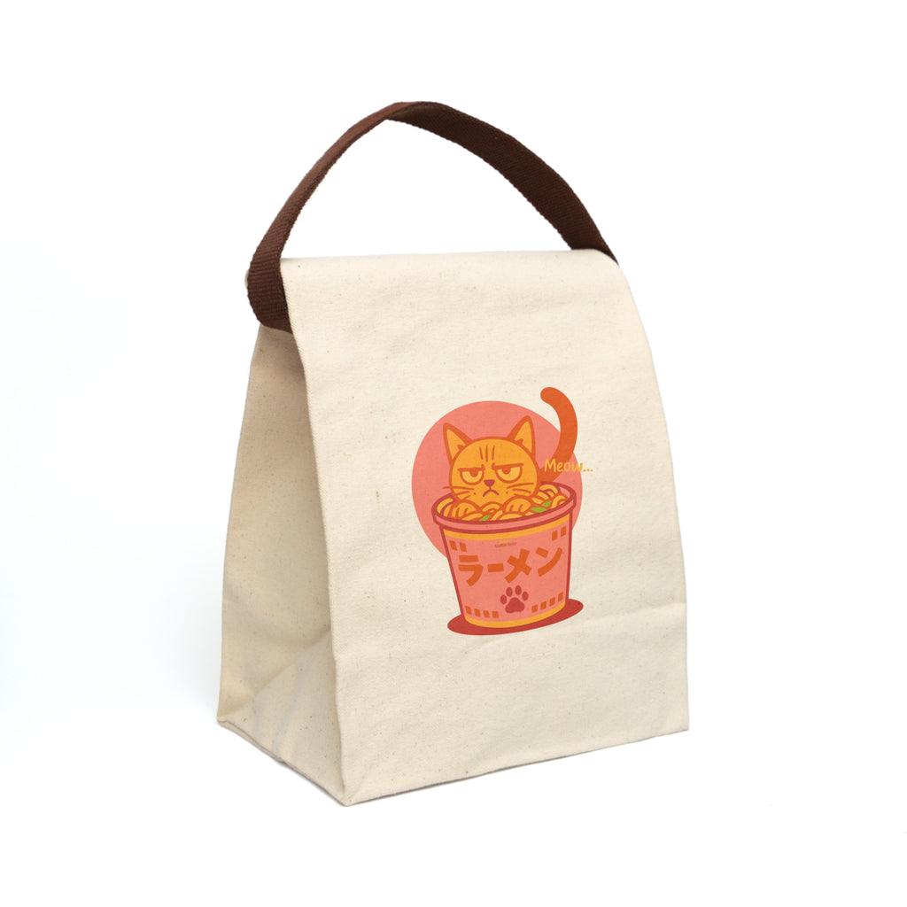 Cute Cat Ramen Lunch Bag, Canvas Tote, Eco-Friendly Lunch Box, Kawaii Food Bag, Pet Lover Gift, Back to School Essentials